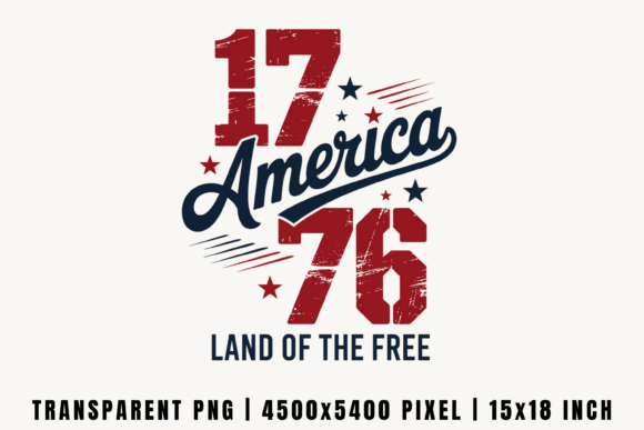 America 1776 Land of the Free Design: A Vintage Typography Asset for Patriotic Branding