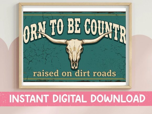 Born to Be Country Longhorn Design: A Vintage Western Icon