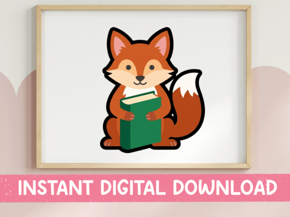 Cute Fox Reading Book Sticker: A Designer's Playful Asset