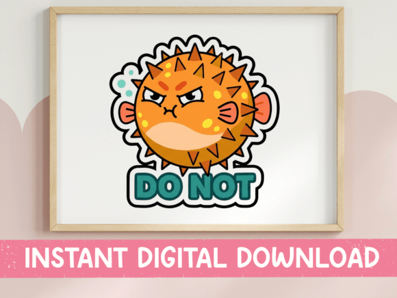 Do Not Angry Pufferfish Sticker Design: A Grumpy Kawaii Warning