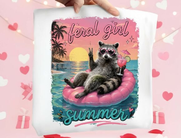 Feral Girl Summer Raccoon PNG: Your New Go-To Design Asset