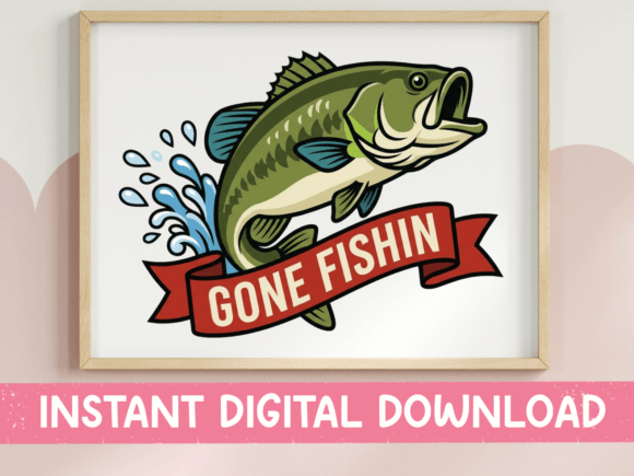 Gone Fishin Bass Fish Jumping Design: The Catch of the Day