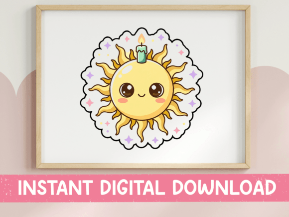 Kawaii Sun with Candle: A Gentle Design for Whimsical Projects