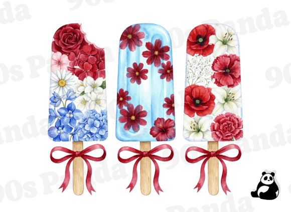 Patriotic Popsicle Ice Cream Summer PNG: Festive Design Asset