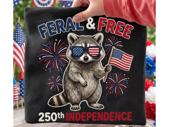 Patriotic Raccoon USA Flag Tshirt Png for the 250th