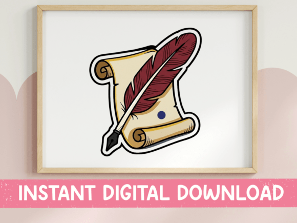 Quill Pen and Scroll Parchment Sticker: A Designer's Deep Dive