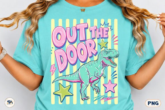 Retro Charm Meets Modern Fun: The Out the Door Dinosaur PNG