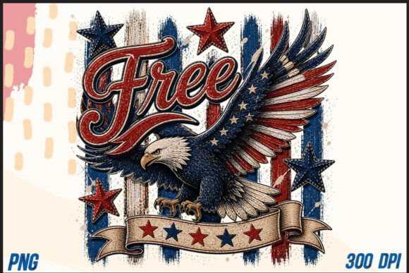 Stripe American Eagle PNG, Patriotic Design Assets
