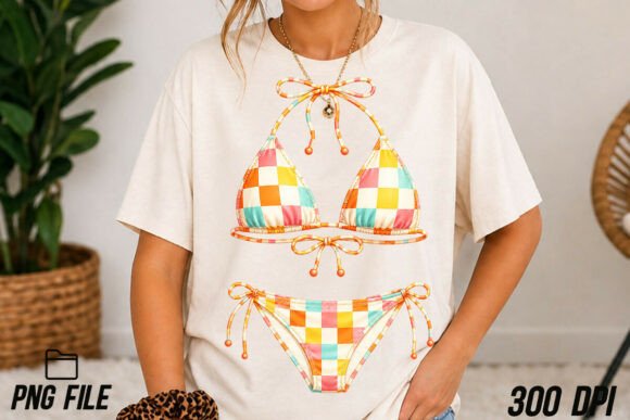 Summer Bikini PNG Retro Checkered: A Vintage Vibe for Modern Designs
