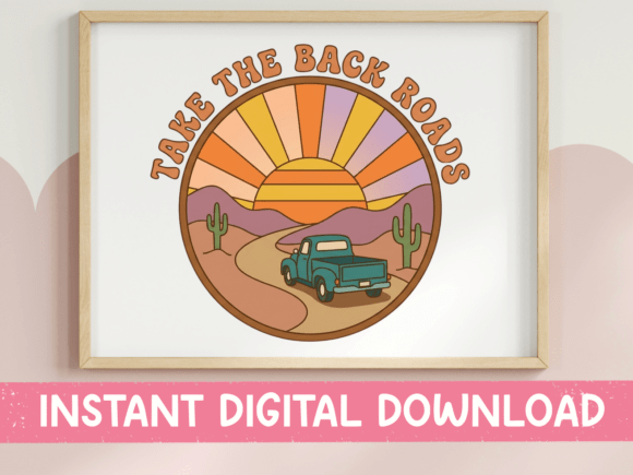 Take the Back Roads Retro Desert SVG: Your Design Shortcut to Wanderlust