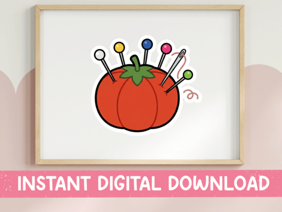 Tomato Pincushion Sewing Sticker: A Crafty Design Asset