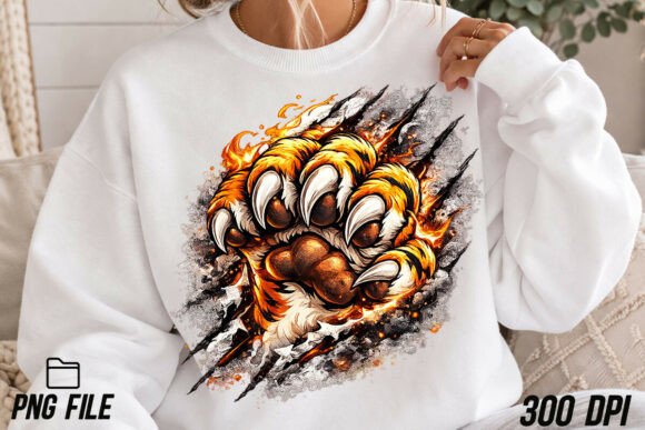 Unleash Fierce Energy with Tiger Paw Mascot PNG Sublimation