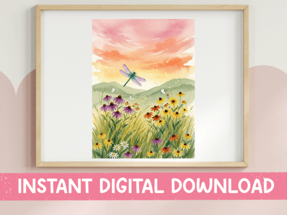 Watercolor Wildflower Meadow Dragonfly: A Painterly Touch for Creative Projects