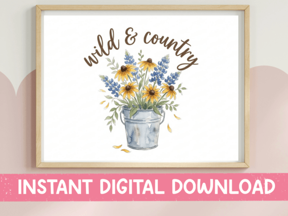 Wild and Country Wildflower Bucket: A Watercolor Design for Every Surface